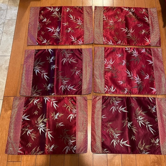 SET OF 6 Asian Silk Placemats 13” x 19” - Picture 1 of 5